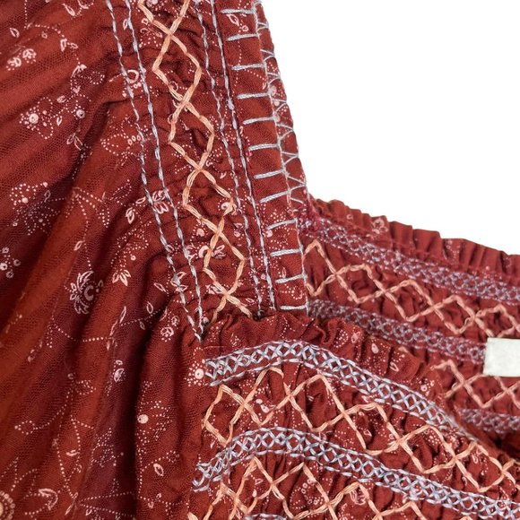 Madewell Square Neck Smocked Top in Dotted Vines, S - Picture 7 of 10